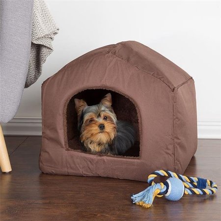TRADEMARK Trademark 80-PET5067 17 x 18.5 x 19 in. Cozy Cottage House Shaped Pet Bed - Brown 80-PET5067